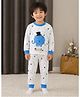 tior Cotton Woven Full Sleeves Elephant Printed Tee & Pants Set - White