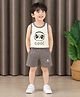 tior Cotton Woven Sleeveless Panda Printed Tee & Shorts Set - Cream