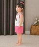 tior Cotton Woven Sleeveless Girl & Hearts Printed Tee & Shorts Set - Pink