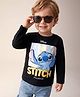 Bonfino Disney Cotton Interlock T-Shirt with Full Sleeves and Stitch Print - Black