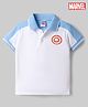 Babyhug Marvel Cotton Knit Half Sleeves Polo T-Shirt  with Captain America Print - White
