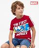 Pine Kids Marvel Single Jersey Knit Half Sleeves T-Shirt with Captain America Print - Red