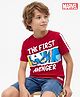 Pine Kids Marvel Single Jersey Knit Half Sleeves T-Shirt with Captain America Print - Red