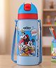 Disney Mickey & Friends Stainless Steel Water Bottle 500 ml - Blue| Perfect for School & Outdoor| Leak Resistant Straw Sipper| Hygienic Swipey Cap| Carry Strap