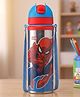 Marvel Spider Man Stainless Steel Water Bottle 650 ml - Blue Red| Perfect for School & Outdoor| Leak Resistant Straw Sipper| Hygienic Swipey Cap| Carry Strap