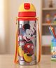 Disney Mickey Mouse Stainless Steel Water Bottle 650 ml - Yellow Red| Perfect for School & Outdoor| Leak Resistant Straw Sipper| Hygienic Swipey Cap| Carry Strap