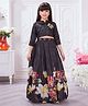 Tiny Kingdom Satin Woven Three Fourth Sleeves Sequins & Beads Embellished Top & Skirt With Hair Band - Black