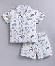 DOLLAR Cotton Blend Knit Half Sleeves Animals Printed Coordinating Shirt & Shorts Night Suit - White