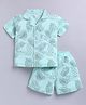 DOLLAR Cotton Blend Knit Half Sleeves Leaves Printed Coordinating Shirt & Shorts Night Suit - Light Green