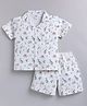 DOLLAR Cotton Blend Knit Half Sleeves Animals Printed Coordinating Shirt & Shorts Night Suit - White