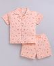 DOLLAR Cotton Blend Knit Half Sleeves Typography Printed Coordinating Shirt & Shorts Night Suit - Peach