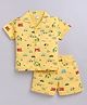 DOLLAR Cotton Blend Knit Half Sleeves Vehicles Printed Coordinating Shirt & Shorts Night Suit - Yellow