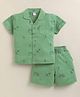 DOLLAR Cotton Blend Knit Half Sleeves Beach Theme Printed Coordinating Shirt & Shorts Night Suit - Lime Green