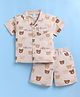 DOLLAR Cotton Blend Knit Half Sleeves Teddy Printed Coordinating Shirt & Shorts Night Suit - Beige