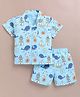 DOLLAR Cotton Blend Knit Half Sleeves Sea Life  Printed Coordinating Shirt & Shorts Night Suit - Sea Blue