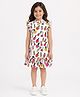 Anthrilo Cotton Blend Knit Frill Sleeves Nail Polish Printed Dress - Off White