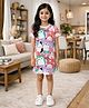 Anthrilo Cotton Knit Half Sleeves Birds Printed Dress - White