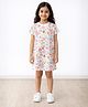 Anthrilo Cotton Knit Half Sleeves Hearts Printed Dress - White
