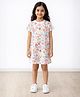 Anthrilo Cotton Knit Half Sleeves Hearts Printed Dress - White