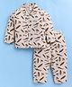 DOLLAR Cotton Blend Knit Full Sleeves Sharks & Wave Text Printed Coordinating Shirt & Pajama Night Suit - Beige