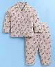 DOLLAR Cotton Blend Knit Full Sleeves Animal Printed Coordinating Shirt & Pajama Night Suit - Beige