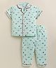 DOLLAR Cotton Blend Knit Half Sleeves Dog & Big Buddy Text Printed Coordinating Shirt & Pajama Night Suit - Light Green