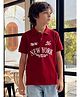 Lil Tomatoes Cotton Knit Half Sleeves New York Text Printed Tee - Red