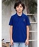 Lil Tomatoes Cotton Knit Half Sleeves Polo Printed Tee - Blue