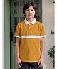 Lil Tomatoes Cotton Knit Half Sleeves Striped Tee - Mustard