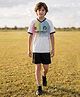 Lil Tomatoes Knit Half Sleeves Champion Text Printed Tee & Shorts Set - White