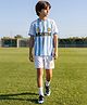 Lil Tomatoes Knit Half Sleeves Argentina Text Printed Tee & Shorts Set - Blue