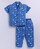 DOLLAR Cotton Blend Knit Half Sleeves Dinosaur Printed Coordinating Shirt & Pajama Night Suit - Royal Blue