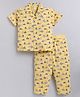 DOLLAR Cotton Blend Knit Half Sleeves Vehicles Printed Coordinating Shirt & Pajama Night Suit - Yellow