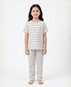 Anthrilo 100% Pure Cotton Knit Half Sleeves Striped Coordinating Tee & Pajama Night Suit - Sky Blue & Multi Colour
