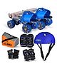 JJ Jonex Attack Roller Skate And Proctive Set of 4 Combo Helmet Age 6-11 Year (Medium) Blue MYC