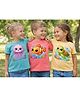 MIMISKU Cotton Blend Knit Pack Of 3 Half Sleeves Turtle Fish & Octopus Printed Tees - Blue Pink & Yellow