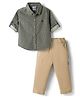Simply Premium Woven Full Sleeves Checked Corduroy Shirt and Pant Set - Olive Green