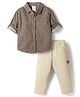 Simply Premium Woven Full Sleeves Checked Corduroy Shirt and Pant Set - Brown