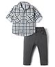 Simply Premium Woven Full Sleeves Checked Corduroy Shirt and Pant Set - Grey
