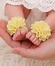 Akinos Kids Satin Floral Applique Detailed Barefoot Sandals - Yellow