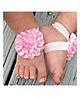 Akinos Kids Satin Floral Applique Detailed Barefoot Sandals - Light Pink