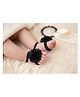 Akinos Kids Floral Applique Detailed Barefoot Sandals - Black