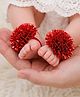 Akinos Kids Satin Floral Applique Detailed Barefoot Sandals - Red