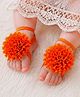 Akinos Kids Floral Applique Detailed Barefoot Sandals - Dark Orange