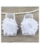 Akinos Kids Satin Floral Applique Detailed Barefoot Sandals - White