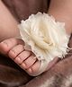 Akinos Kids Satin Floral Applique Detailed Barefoot Sandals - Cream