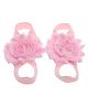 Akinos Kids Satin Floral Applique Detailed Barefoot Sandals - Light Pink