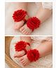 Akinos Kids Floral Applique Detailed Barefoot Sandals - Red