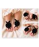 Akinos Kids Floral Applique Detailed Barefoot Sandals - Black