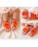 Akinos Kids Floral Applique Detailed Barefoot Sandals - Dark Orange
